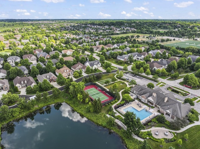 9 Aztec Ct, South Barrington, IL 60010 - drone / aerial view of a pool and a large body of water