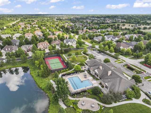 9 Aztec Ct, South Barrington, IL 60010 - bird's eye view of a pool and a nearby body of water
