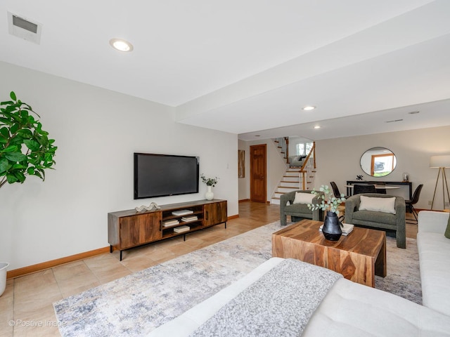 2612 Wilmette Ave, Wilmette, IL 60091 - living room with stairway, recessed lighting, and tile patterned flooring
