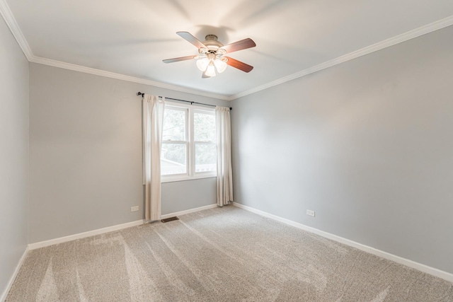 327 Georgetown Ct Unit B, Bloomingdale, IL 60108 - unfurnished room featuring ornamental molding, a ceiling fan, and light carpet