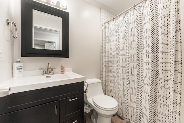 327 Georgetown Ct Unit B, Bloomingdale, IL 60108 - full bath with vanity, a shower with curtain, and ornamental molding