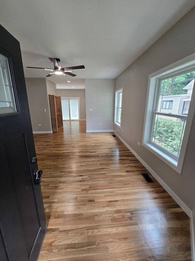 327 Lincoln Ave, Woodstock, IL 60098 - empty room with light wood-style flooring and a ceiling fan