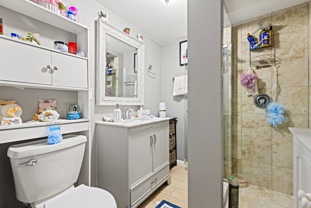 6921 26th St, Berwyn, IL 60402 - full bathroom featuring vanity, a stall shower, and tile patterned flooring