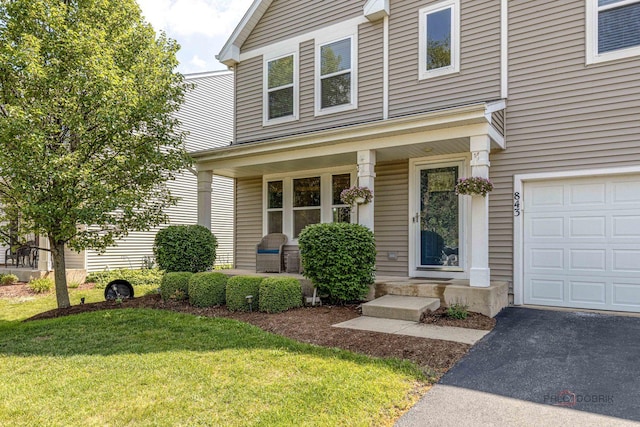 843 Brahms Rd, Volo, IL 60073 - view of front of home with covered porch, a front yard, an attached garage, and driveway