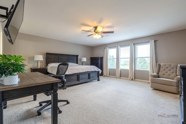 843 Brahms Rd, Volo, IL 60073 - bedroom with an office area, light colored carpet, and a ceiling fan