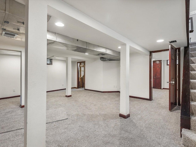 1639 Arlington Ave, Rockford, IL 61107 - finished basement featuring carpet flooring, stairs, and recessed lighting