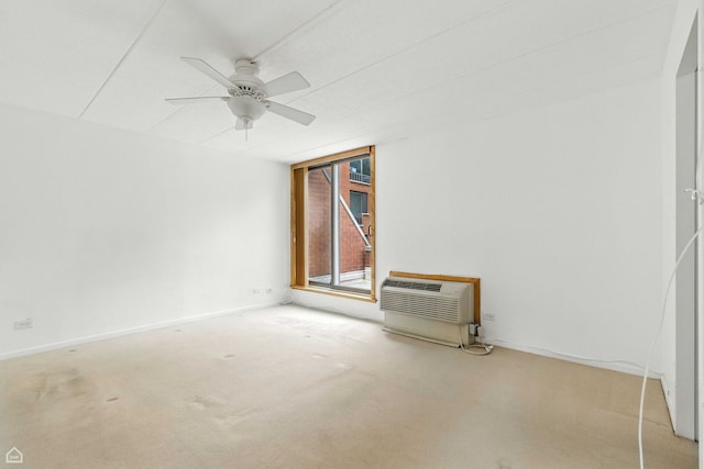 1121 S Plymouth Ct Unit A, Chicago, IL 60605 - carpeted empty room featuring a ceiling fan and a wall mounted air conditioner