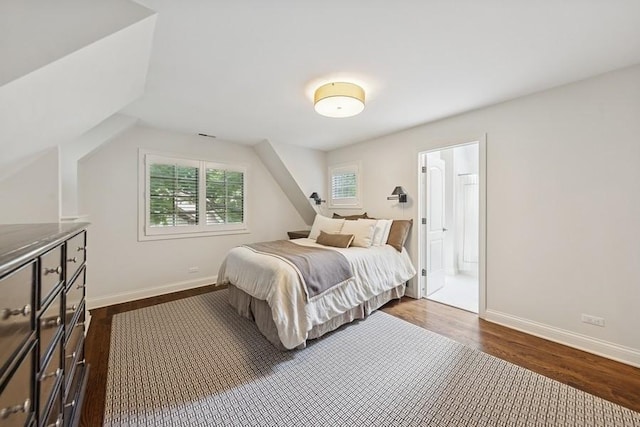 31 Oak St S, Hinsdale, IL 60521 - bedroom featuring dark wood-style floors, lofted ceiling, and ensuite bathroom