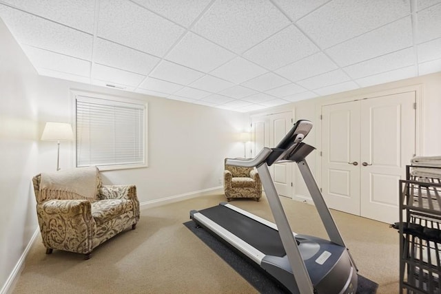 31 Oak St S, Hinsdale, IL 60521 - workout area with a drop ceiling and carpet floors