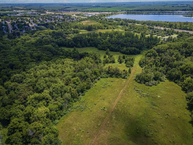 207 Eldon Dr, Downs, IL 61736 - drone / aerial view of a nearby body of water and a heavily wooded area