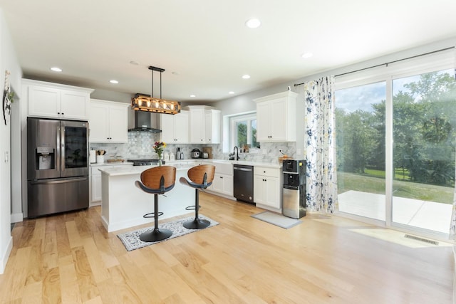 207 Eldon Dr, Downs, IL 61736 - kitchen featuring stainless steel fridge with ice dispenser, dishwashing machine, white cabinetry, backsplash, and light countertops