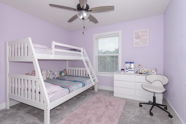 207 Eldon Dr, Downs, IL 61736 - carpeted bedroom featuring ceiling fan and a desk