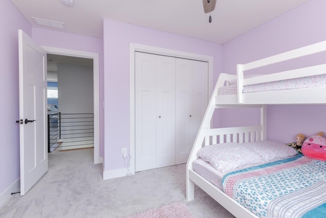 207 Eldon Dr, Downs, IL 61736 - carpeted bedroom with a closet and ceiling fan