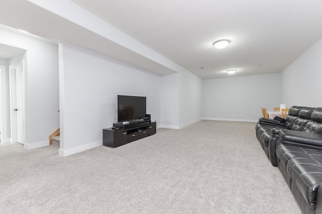 207 Eldon Dr, Downs, IL 61736 - carpeted living room with baseboards and stairs