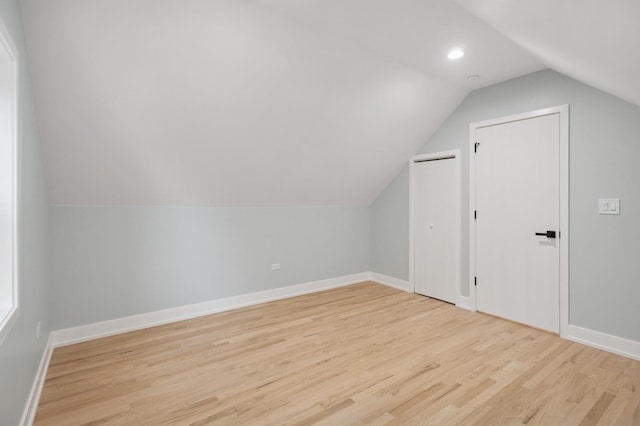 5406 N Mulligan Ave, Chicago, IL 60630 - bonus room with light wood-type flooring, vaulted ceiling, and recessed lighting