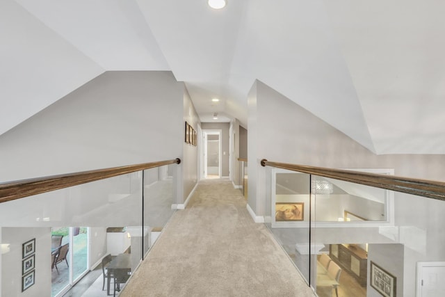 7509 Bittersweet Dr, Gurnee, IL 60031 - corridor with vaulted ceiling, recessed lighting, carpet floors, and an upstairs landing