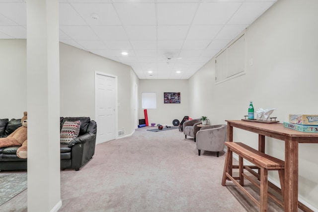 7509 Bittersweet Dr, Gurnee, IL 60031 - living area with carpet, a drop ceiling, and recessed lighting