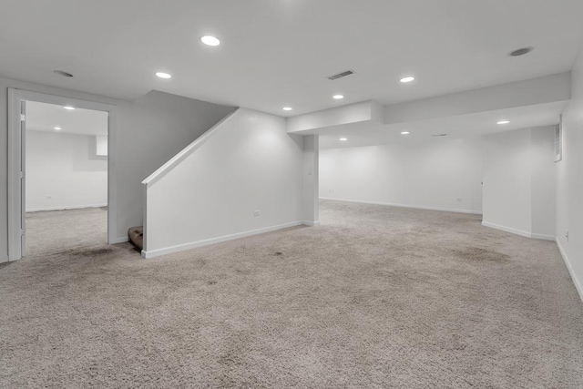 2011 Gleneagle Dr, Plainfield, IL 60586 - finished below grade area featuring stairs, carpet floors, and recessed lighting