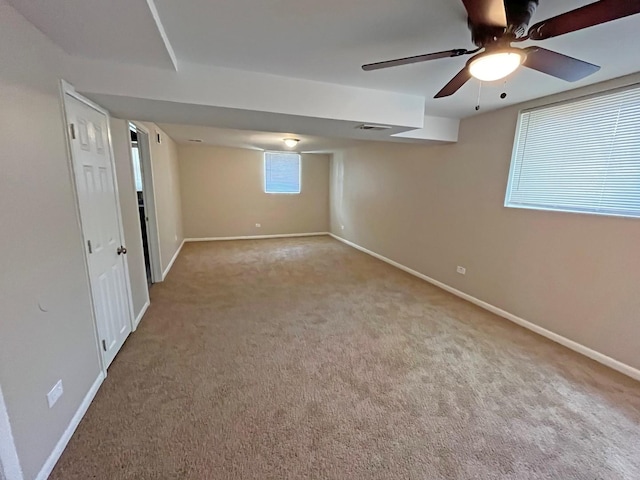 4240 Greenbrier Ln, Richton Park, IL 60471 - basement with carpet floors and ceiling fan