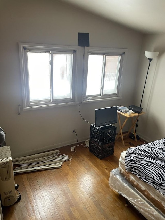 1300 E 87th St, Chicago, IL 60619 - bedroom featuring multiple windows, hardwood / wood-style flooring, and lofted ceiling
