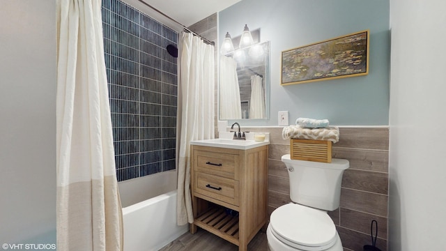 265 N Shaddle Ave, Mundelein, IL 60060 - full bathroom with tile walls, vanity, and shower / bathtub combination with curtain
