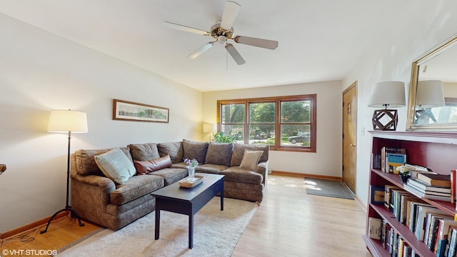 265 N Shaddle Ave, Mundelein, IL 60060 - living room featuring light wood-style floors and ceiling fan