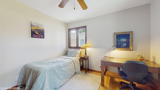 265 N Shaddle Ave, Mundelein, IL 60060 - bedroom featuring an office area, wood finished floors, and ceiling fan