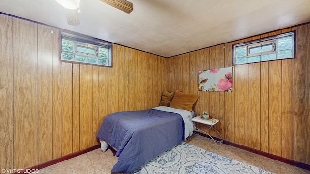 265 N Shaddle Ave, Mundelein, IL 60060 - bedroom with wood walls and ceiling fan