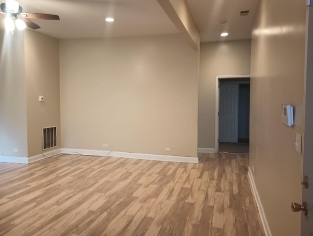 2236 W Monroe St, Chicago, IL 60612 - spare room featuring ceiling fan, light wood-type flooring, and recessed lighting