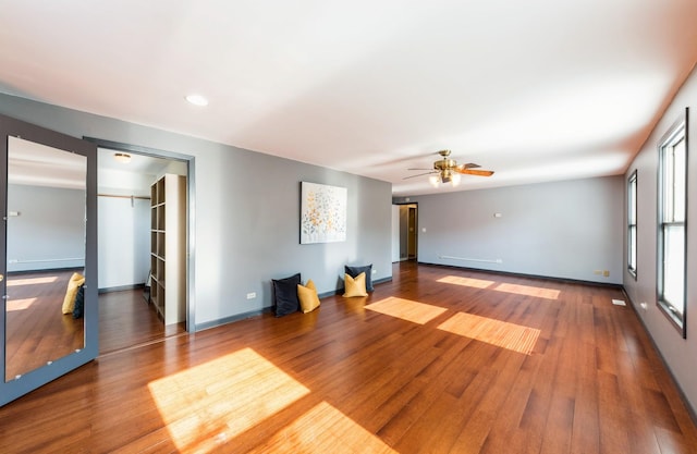 536 S Echo Ln, Palatine, IL 60067 - unfurnished living room with ceiling fan, wood finished floors, and recessed lighting