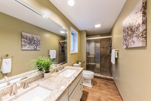 536 S Echo Ln, Palatine, IL 60067 - full bath featuring a stall shower, double vanity, and wood finished floors
