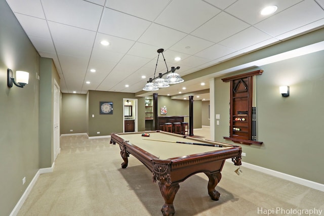 10174 Hopkins St, Huntley, IL 60142 - rec room with light colored carpet, pool table, and recessed lighting