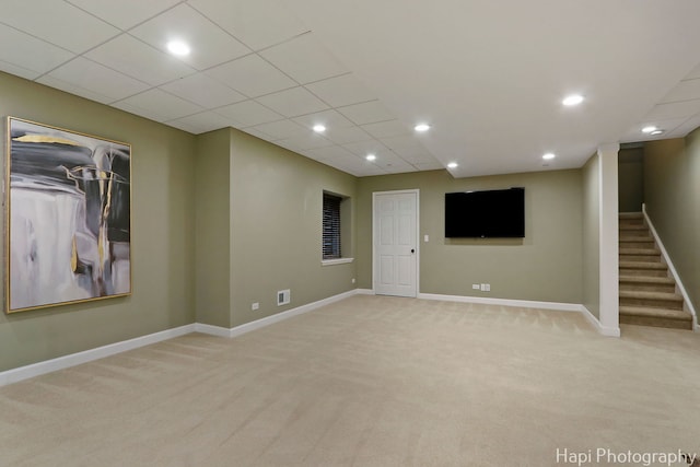 10174 Hopkins St, Huntley, IL 60142 - finished basement with carpet, stairway, and recessed lighting