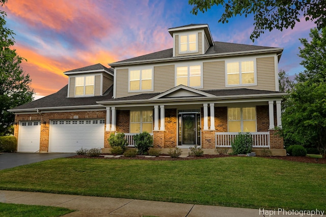 10174 Hopkins St, Huntley, IL 60142 - american foursquare style home with covered porch and brick siding