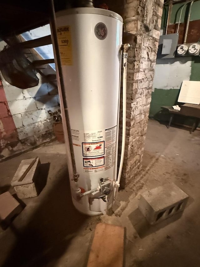 1250 Corbin St, Rockford, IL 61102 - utility room featuring water heater and electric meter