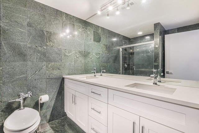 1550 N Lake Shore Dr Unit 2A, Chicago, IL 60610 - full bath featuring tile walls, a shower stall, and double vanity