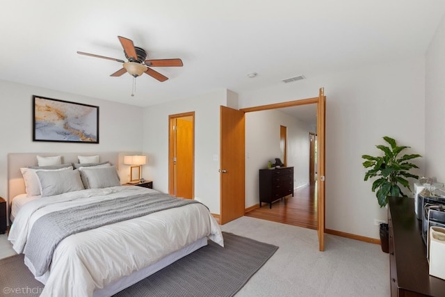 133 Springbrook Trl S, Oswego, IL 60543 - bedroom with light carpet and ceiling fan