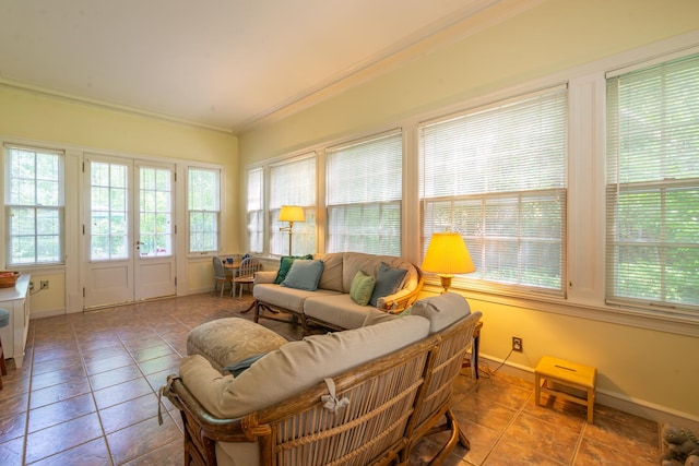 1286 W Stephenson St, Freeport, IL 61032 - sunroom featuring tile patterned flooring, ornamental molding, and healthy amount of natural light