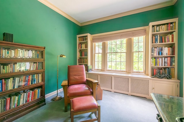 1286 W Stephenson St, Freeport, IL 61032 - sitting room with radiator, crown molding, and carpet flooring