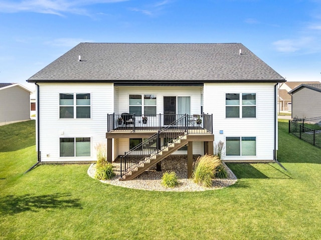 2621 Shale Rd, Normal, IL 61761 - rear view of property featuring stairs, a shingled roof, and a deck