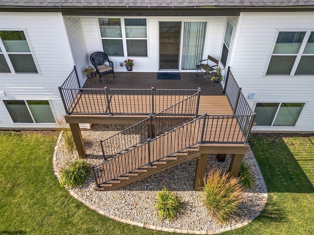2621 Shale Rd, Normal, IL 61761 - wooden terrace with stairway and a yard