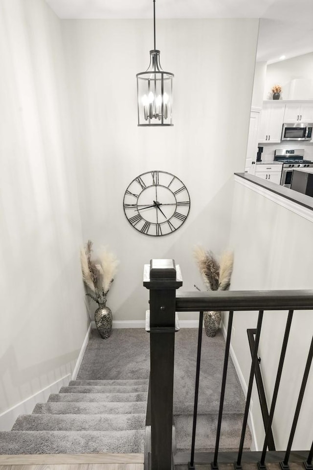 2621 Shale Rd, Normal, IL 61761 - stairs with carpet and a chandelier