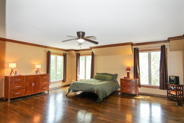16612 S Catawba Rd, Homer Glen, IL 60491 - bedroom with wood finished floors, ornamental molding, and ceiling fan