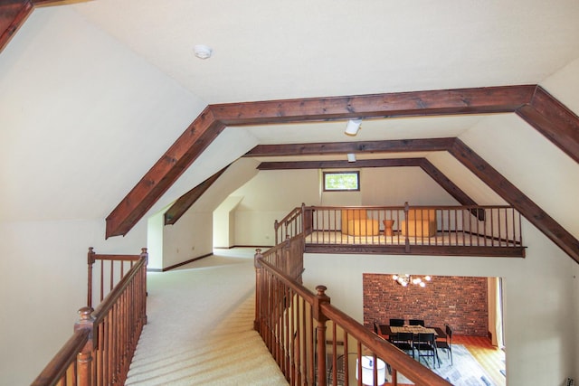 16612 S Catawba Rd, Homer Glen, IL 60491 - corridor featuring an upstairs landing, carpet, and a chandelier