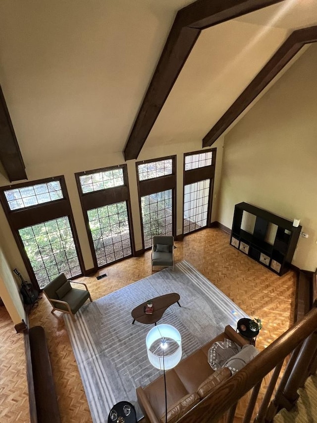 16612 S Catawba Rd, Homer Glen, IL 60491 - living area with beam ceiling and high vaulted ceiling