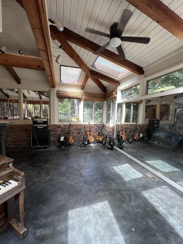 16612 S Catawba Rd, Homer Glen, IL 60491 - sunroom featuring beam ceiling and a skylight