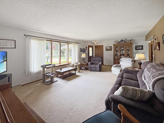 610 S 2nd Ave, Forreston, IL 61030 - carpeted living area with a textured ceiling