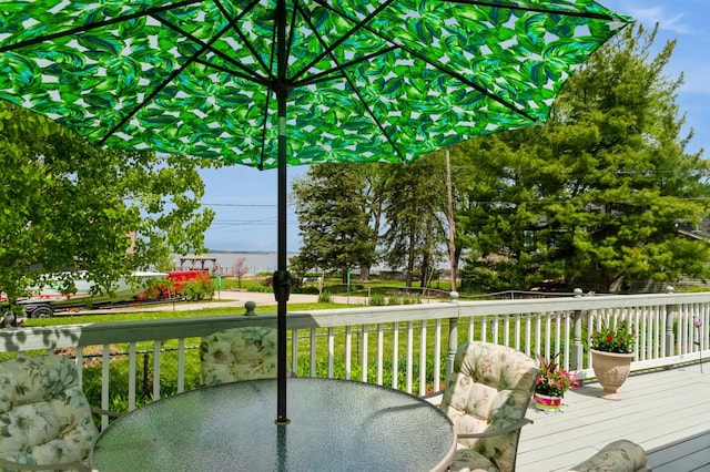 26477 Springwell St, Antioch, IL 60002 - wooden terrace featuring outdoor dining area