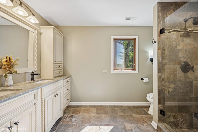 9N909 Koshare Trl, Elgin, IL 60124 - full bath featuring double vanity, a stall shower, and stone finish flooring