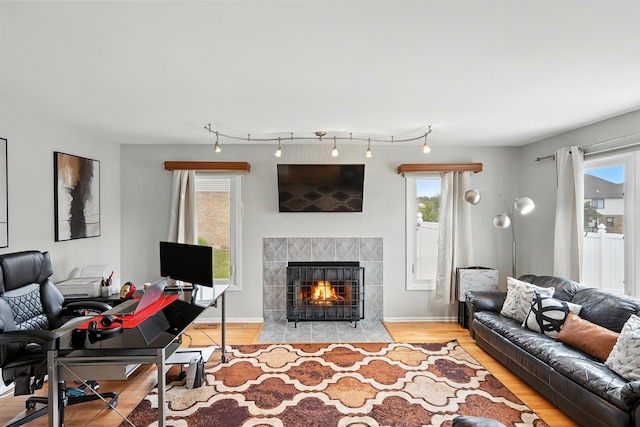 3705 Streamwood Dr, Hazel Crest, IL 60429 - living area featuring wood finished floors, plenty of natural light, and a fireplace